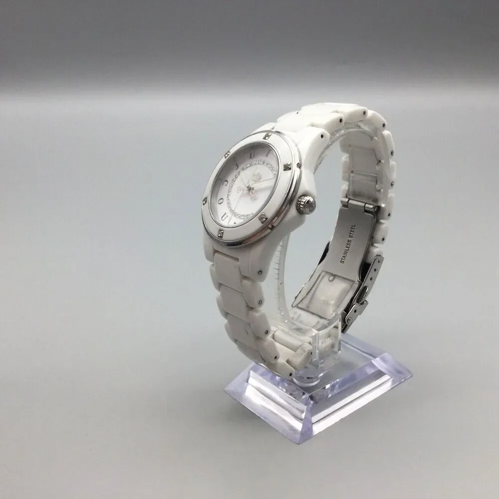 Juicy Couture Watch Women 36mm White Silver Tone New Battery 7.75" - Picture 5 of 15